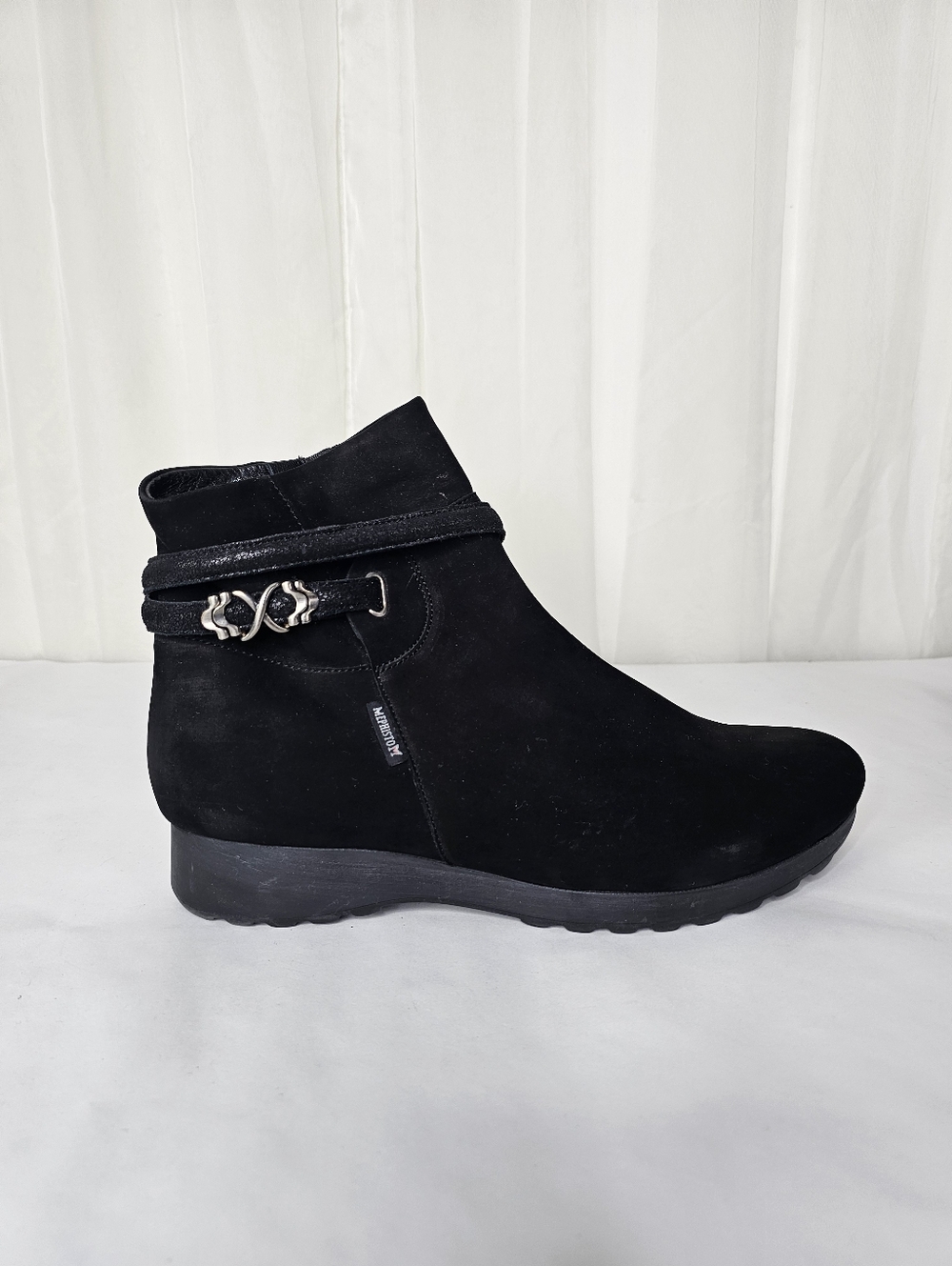 MEPHISTO Azzura Black Suede Ankle Booties Soft-Air Wedge Women's 10